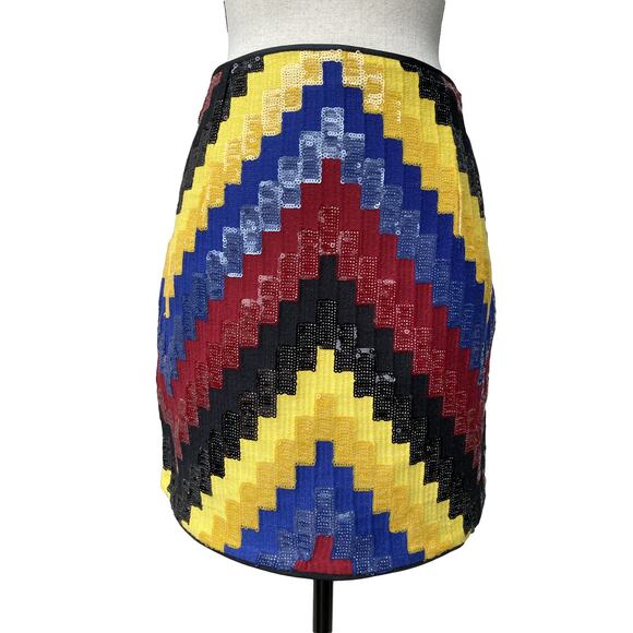 H&M Zigzag Sequin Mini Skirt Size 8 - Picture 2 of 16